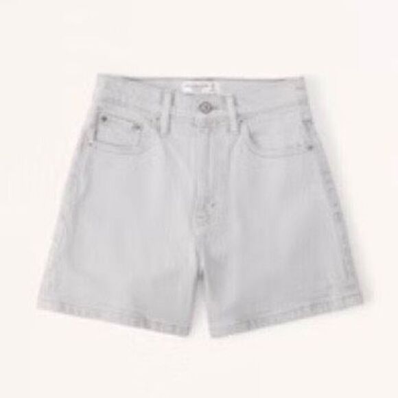 NWT Abercrombie & Fitch (36/22) Women's High Rise Dad Short - Light Gray Denim J - Picture 6 of 6